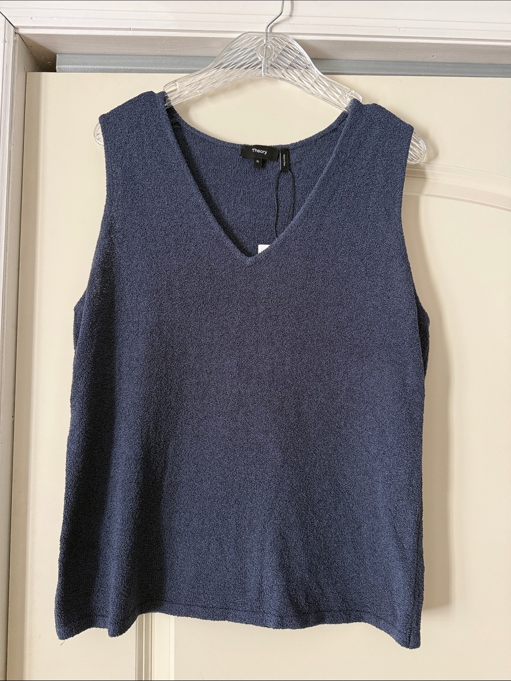 Theory Navy Textured V-Neck Sleeveless Tank Size XL